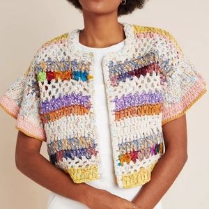 NEW Anthropologie Hand Made Bespoke Crotchet Sweater XS/S Artsy Boho